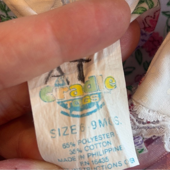 VINTAGE CRADLE TOGS BABY GIRL Floral Embroidered w/ Lace Button Down Top 6-9M - Picture 6 of 9